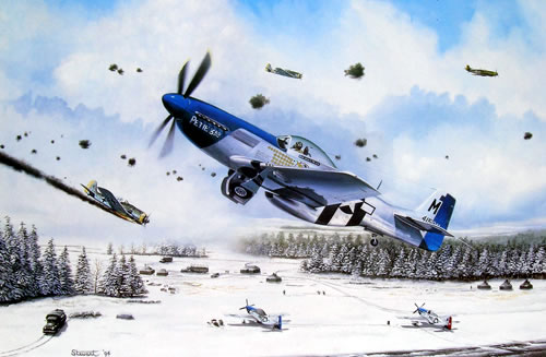 "Surprise at Asch" - Marc Stewart - P-51 Mustang World War II Aviation Art